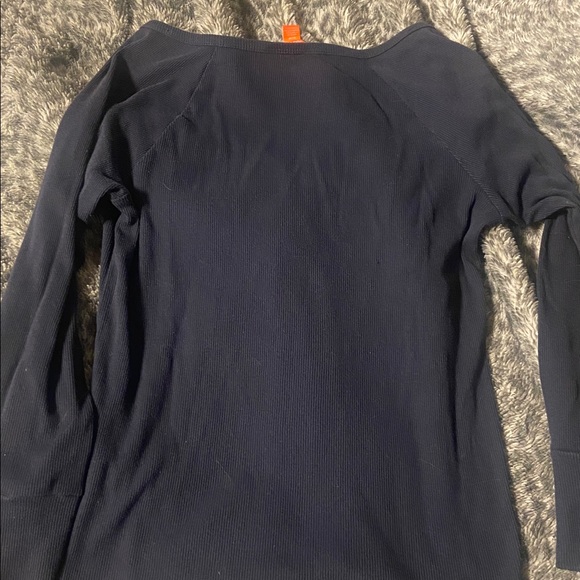 Y2K Navy Blue Henley Top - Picture 3 of 3